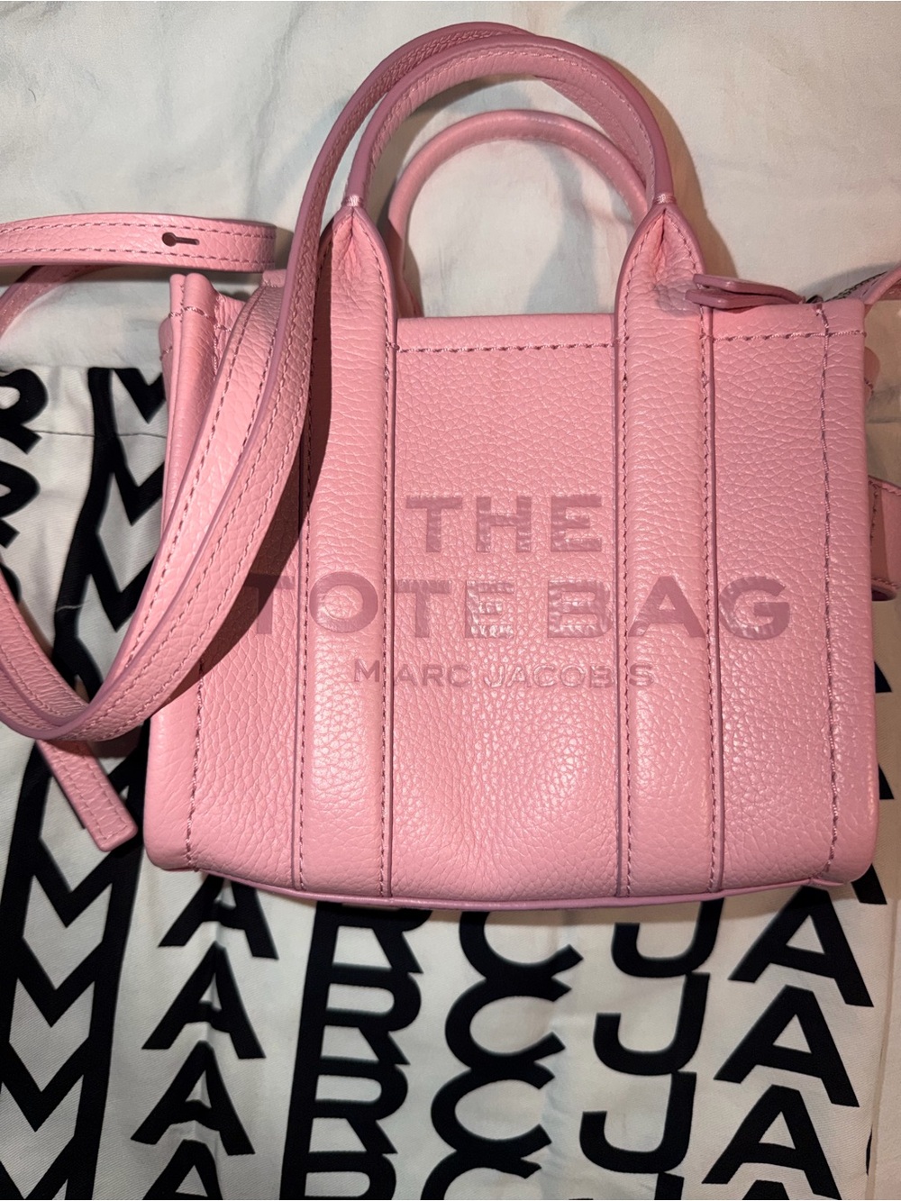 Marc Jacobs Mini Tote Bag in Pink Leather with Crossbody Strap